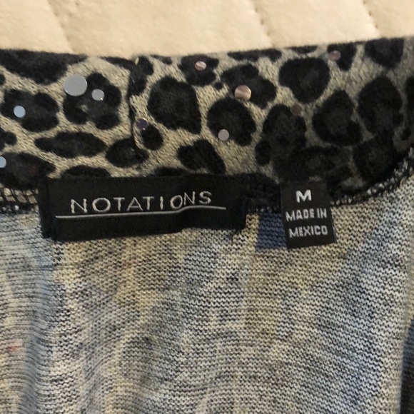 Notations Black/Gray Cowl Neck Animal Print Top, M - Picture 3 of 4